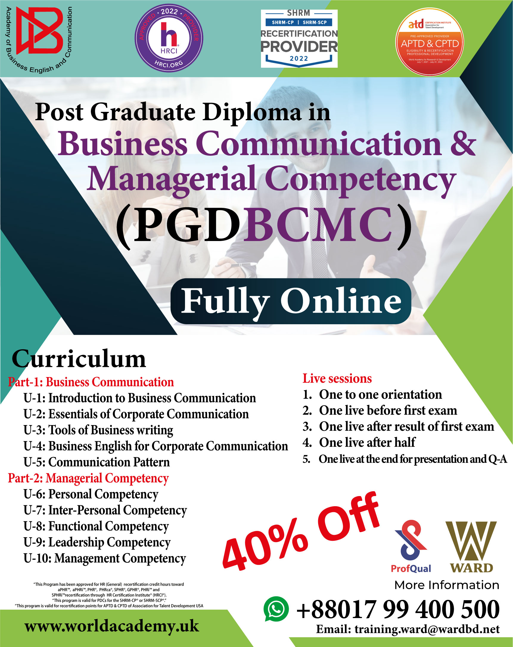 Post Graduate Diploma in Business Communication & Managerial Competency [PGDBCMC] - Fully Online