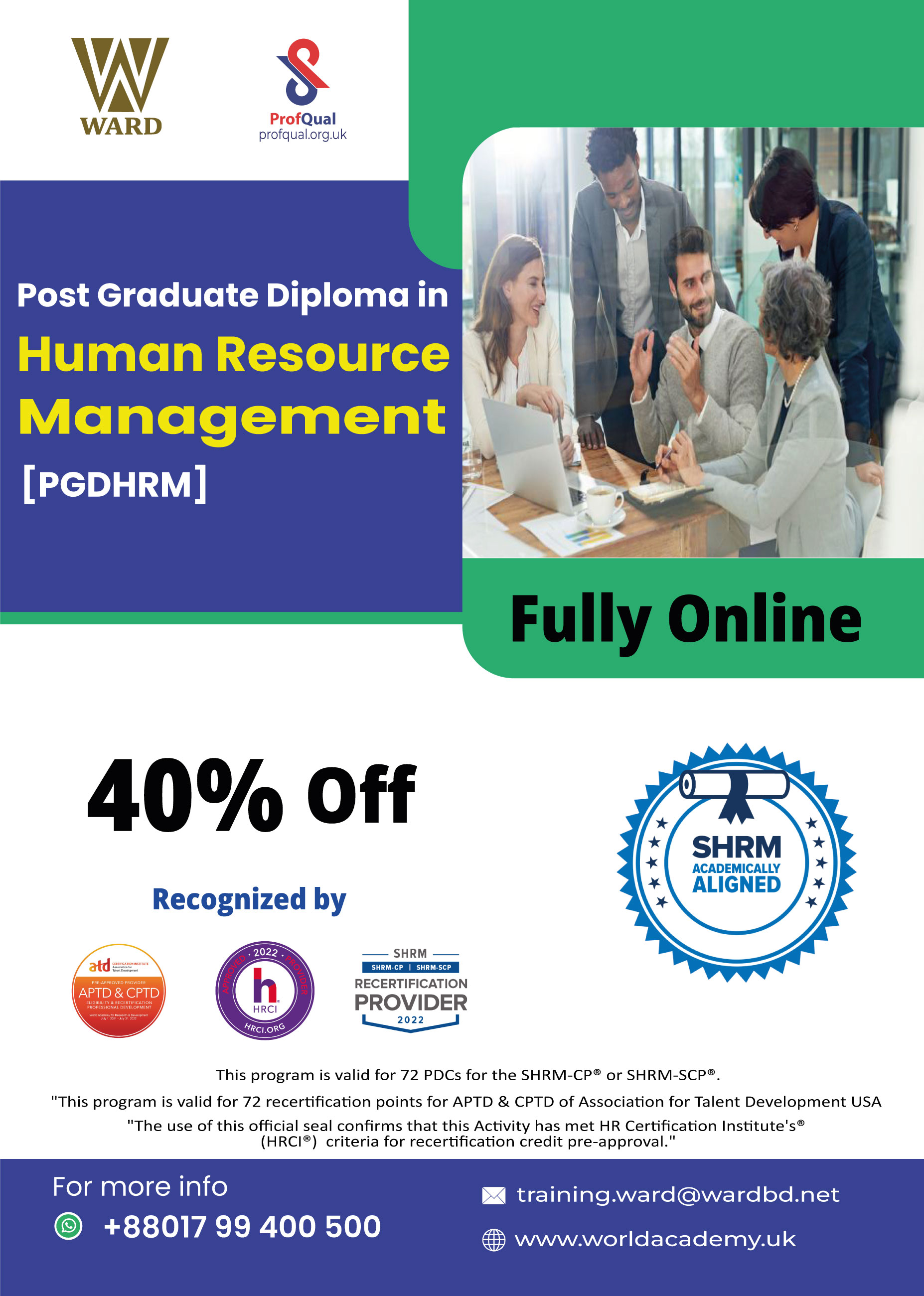 Post Graduate Diploma in Human Resource Management (PGDHRM)-Fully Online