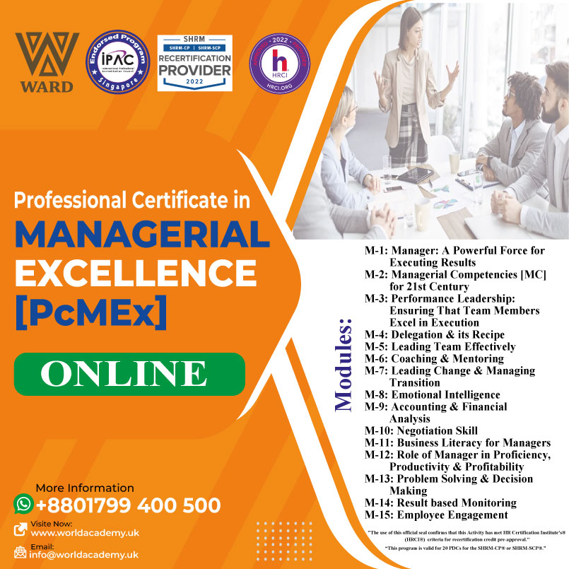 Professional Certificate in Managerial Excellence [PcMEx] - Online